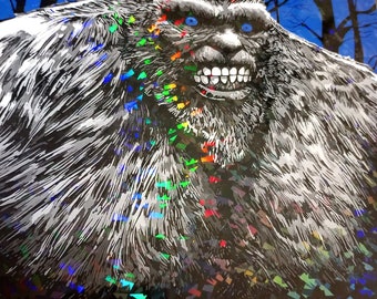 LIMITED EDITION Bigfoot Blue  Holographic Prism Print, 11x17 SIGNED w/ Certificate of Authenticity
