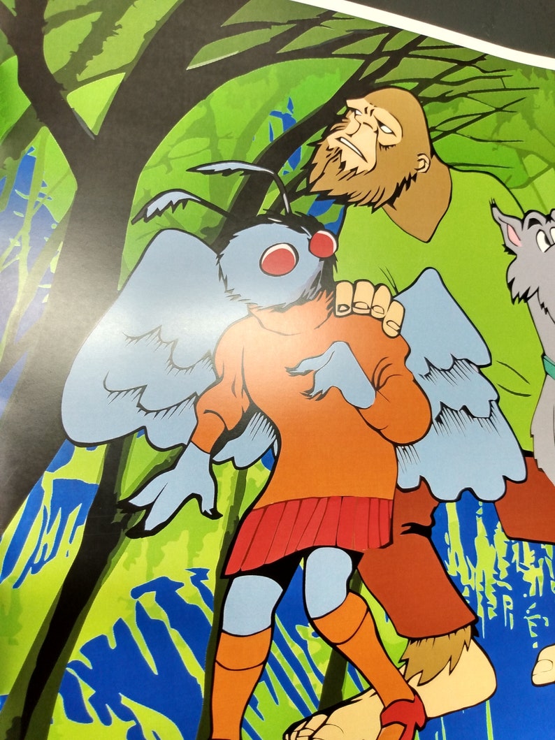 Cryptid Crew, signiert 11x17 Poster Print, Mothman Bigfoot Scooby Doo Parodie/Satire Bild 3