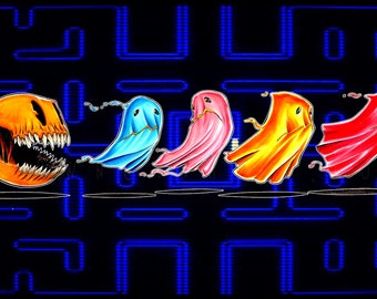 Zombie Pac-Man, SIGNED 11x17 Video Game Horror Art Print