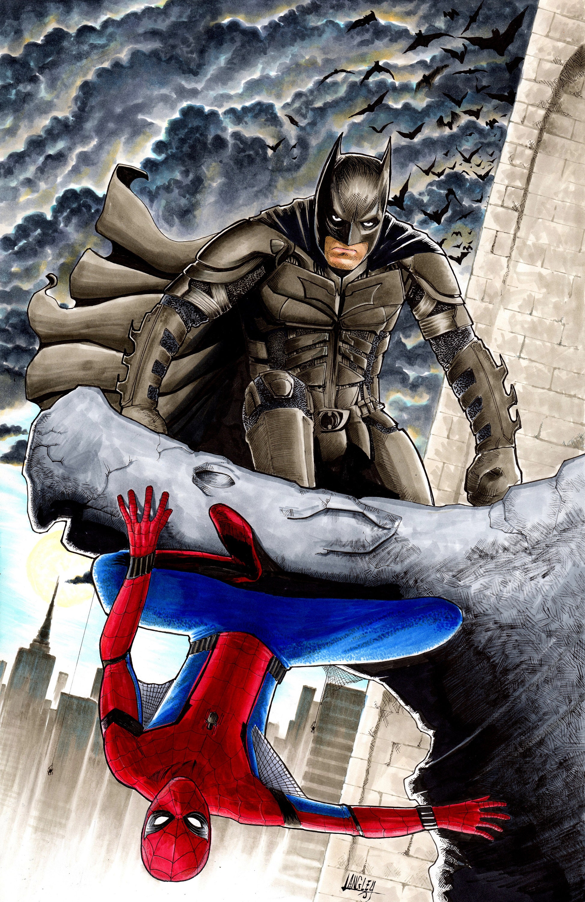 Batman Spider-man 11x17 SIGNED Art Print Wall Decor - Etsy Sweden