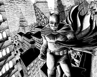 Batman Over Gotham - Signed 11x17" Art print