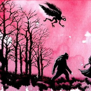 Appalachia Cryptids 11x17&quot; SIGNED Mothman West Virginia Bigfoot Flatwoods Monster Poster/Print