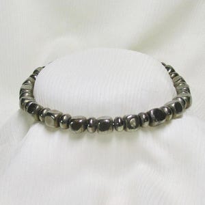 Golden Pyrite / Sterling Silver Menʻs Bracelet, Lobster Claw Clasp, 8-1/2&quot; Length