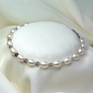 Armband aus Süßwasserperle / Fluorit / Sterlingsilber, natürlicher Edelstein, Hummerkralle, einstellbar