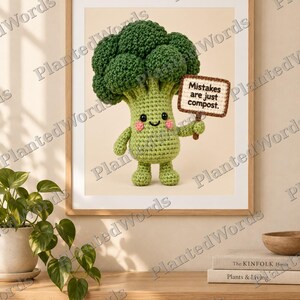 Broccoli Print, Funny Vegetable Wall Art, Growth Mindset Quote Printable, Kitchen Poster, Kawaii Art, Instant Download