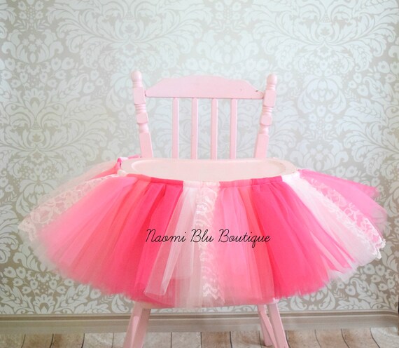 Pink Lace High Chair Tutu For Birthday Party Decoration Etsy