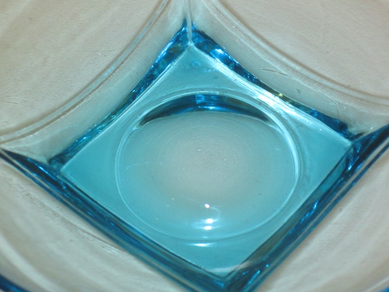 vintage Hazel Atlas turquoise glass bowl 1960s colony pattern capri blue color