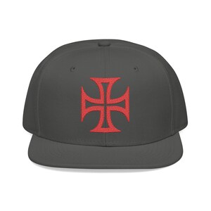 Vasco Cross Hat, High Profile Snapback Cap, Vasco da Gama Embroidery A-Frame Headwear - Dark Gray/Red Cross