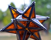 Beautiful vintage hand made amber glass star window house bohemian wedding deco
