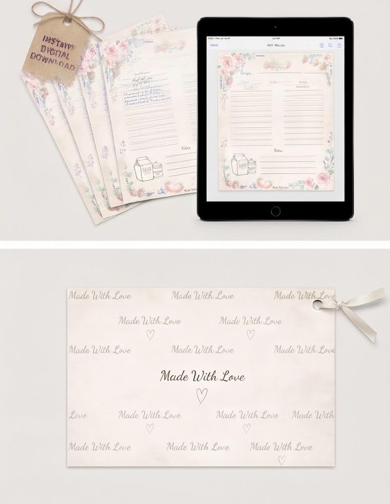 Floral Berry Recipe Card Template, Printable Recipe Card, Watercolor ...