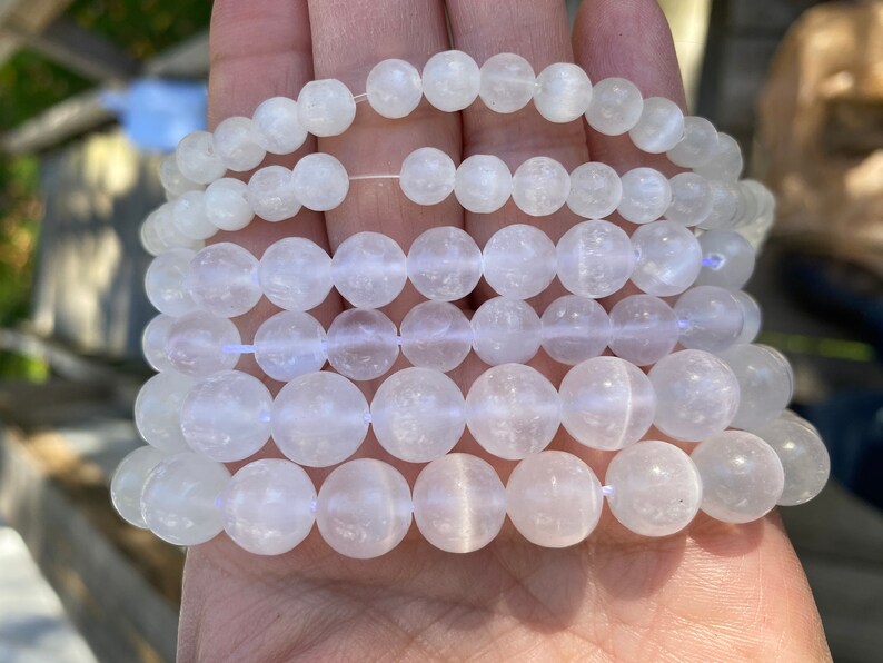 8mm 6mm 10mm Genuine Selenite 15.5 strand Beautiful Beads Round HIGH GRADE