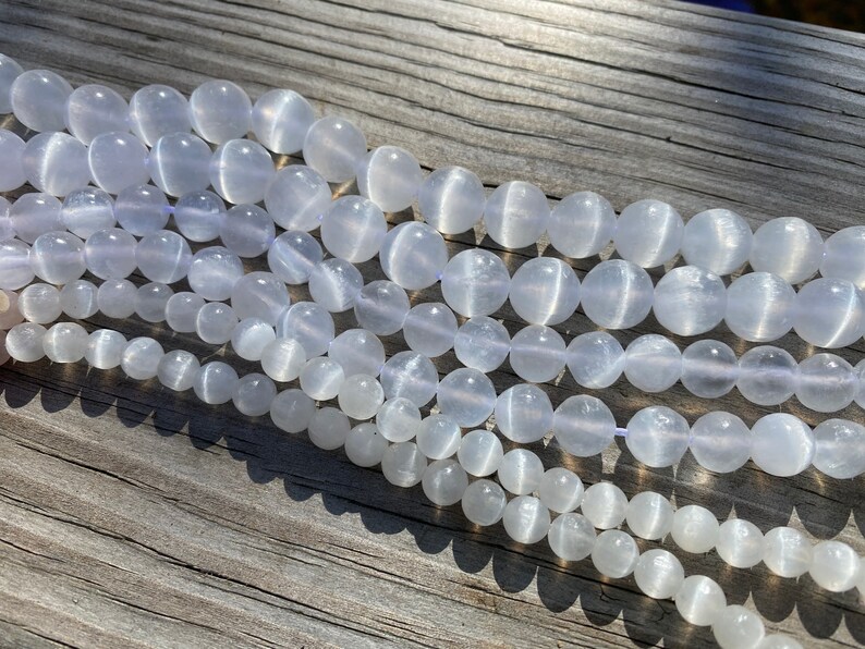 8mm 6mm 10mm Genuine Selenite 15.5 strand Beautiful Beads Round HIGH GRADE