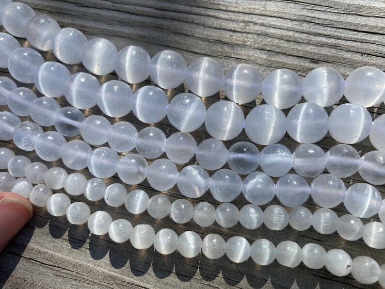 8mm 6mm 10mm Genuine Selenite 15.5 strand Beautiful Beads Round HIGH GRADE