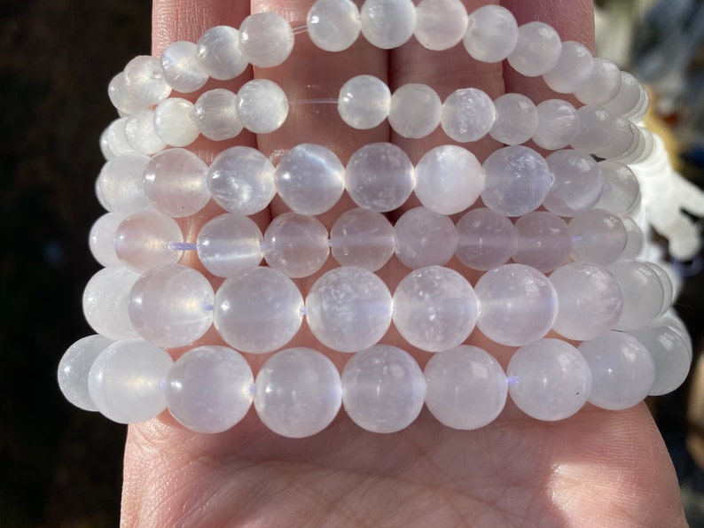8mm 6mm 10mm Genuine Selenite 15.5 strand Beautiful Beads Round HIGH GRADE