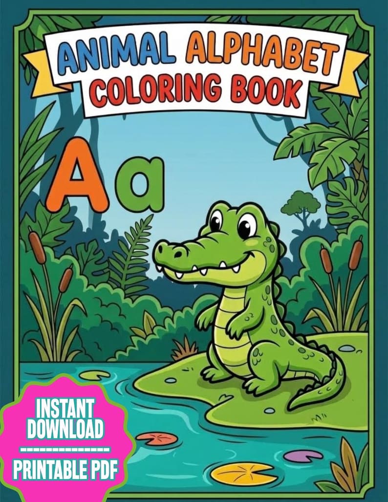 Animal Alphabet Coloring Book for Kids, A-Z Trace & Color Pages (PDF ...