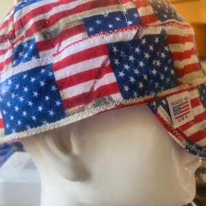 Reversible Patriotic American Flag Welding Cap, Size 7 1/2, Made in USA