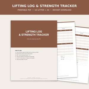 Lifting Log Printable, Strength Training Tracker, Workout Log, Gym Planner, PR Tracker, 12 Week Split Planner PDF, US Letter A4