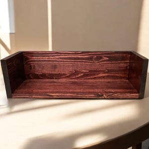 19.5&quot; CIDS CD DVD Stand Pine 3/4&quot; Red Mahogany 19.5 x 6.5 x 5.75 Wood Shelf Storage Wooden Assembled New