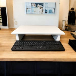 20" CIDS Monitor Stand Pine 3/4" White Glossy Paint 20 x 12 x 4.75 TV Wood Shelf Riser Furniture Desk Assembled New