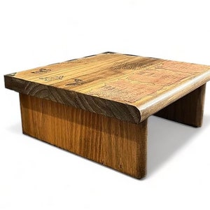 ONLY One! 12&quot; CIDS Pine 1&quot; Monitor Stand Special Walnut with Ink Stamps and Decoupage 12 x 11.25 x 4.88 One of a Kind! NEW!