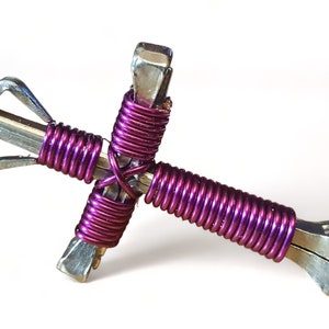 Disciples Cross Necklace Magenta Christian Wire Metal Nails Jewelry Jesus Brand New