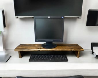 Soporte para monitor CIDS de 32" de pino, 1" de nogal oscuro, 32 x 8 x 4,88, estante de madera para TV, mueble de escritorio ensamblado, nuevo