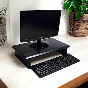 Support pour écran CIDS 18 po. Pin 3/4 po. Peinture noire brillante 18 x 12 x 4,75 téléviseurs, étagère en bois, contremarche, meubles, bureau, assemblé neuf