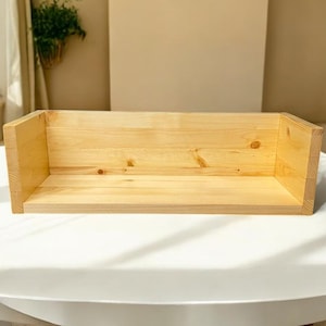 19.5&quot; CIDS CD DVD Stand Pine 3/4&quot; Natural Stain 19.5 x 6.5 x 5.75 Wood Shelf Storage Wooden Assembled New