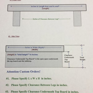 Może przedstawiać: Diagram przedstawiający spos&oacute;b pomiaru długości, szerokości i wysokości stołu. Diagram pokazuje r&oacute;wnież, jak zmierzyć odstęp między nogami a odstęp pod blatem. Tekst brzmi: "L" x W" x H" #1 Widok z przodu: Cale w długości od końca do końca (Długość) Cale odstępu między nogami #2 Widok z boku: Cale w szerokości (Głębokość) (Szerokość) (Wysokość) to "całkowita wysokość" w calach. Odstęp pod blatem to wolna przestrzeń pod blatem i blatem stołu. Odstęp pod blatem Całkowita wysokość Uwaga Zam&oacute;wienia niestandardowe! #1. Podaj L x W x H w calach. #2. Podaj odstęp między nogami w calach. #3. Podaj odstęp pod blatem w calach. *Uwaga: Wymiary mogą się nieznacznie r&oacute;żnić w zależności od r&oacute;żnych zmiennych.
