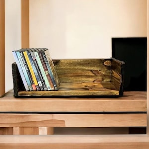 19.5&quot; CIDS CD DVD Stand Pine 3/4&quot; Special Walnut 19.5 x 6.5 x 5.75 Wood Shelf Storage Wooden Assembled New