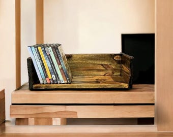 ヴィンテージウッド＆メタルCDラック – ミッドセンチュリースタイルの