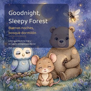 Goodnight Sleepy Forest Bilingual Bedtime Book | Buenas noches bosque dormilón | English Spanish Printable Ebook Kids