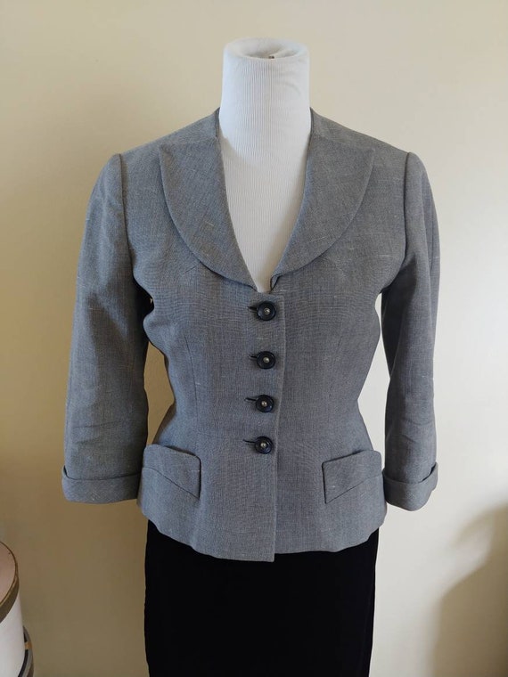 Vintage 1950s fitted jacket, Ben Zuckerman, woven… - image 1