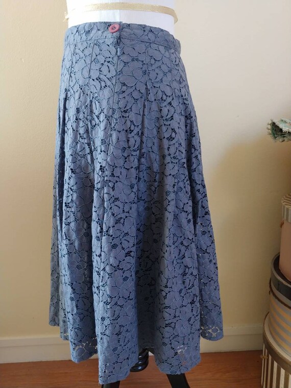 Vintage style lace skirt, 50s style, blue gray, p… - image 2