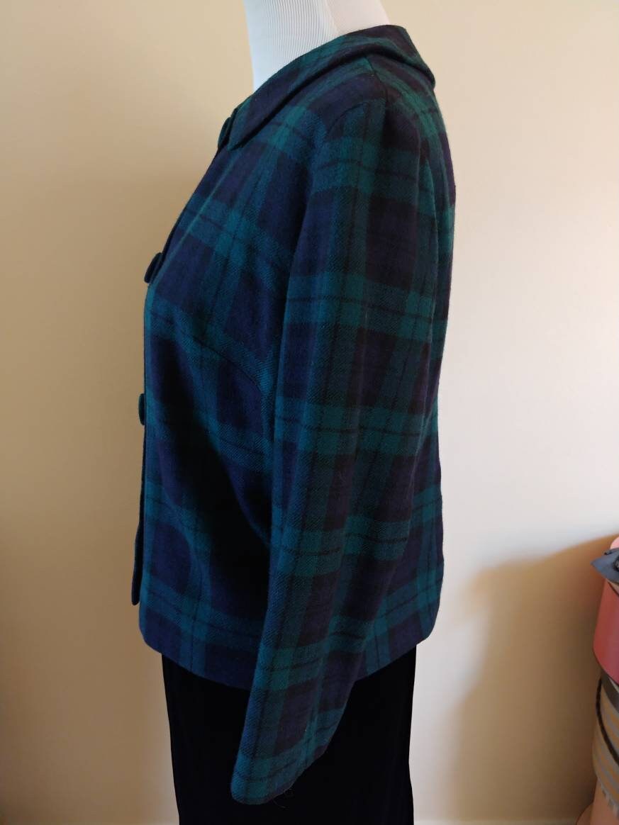Vintage 1960s Pendleton black watch plaid jacket cropped Etsy