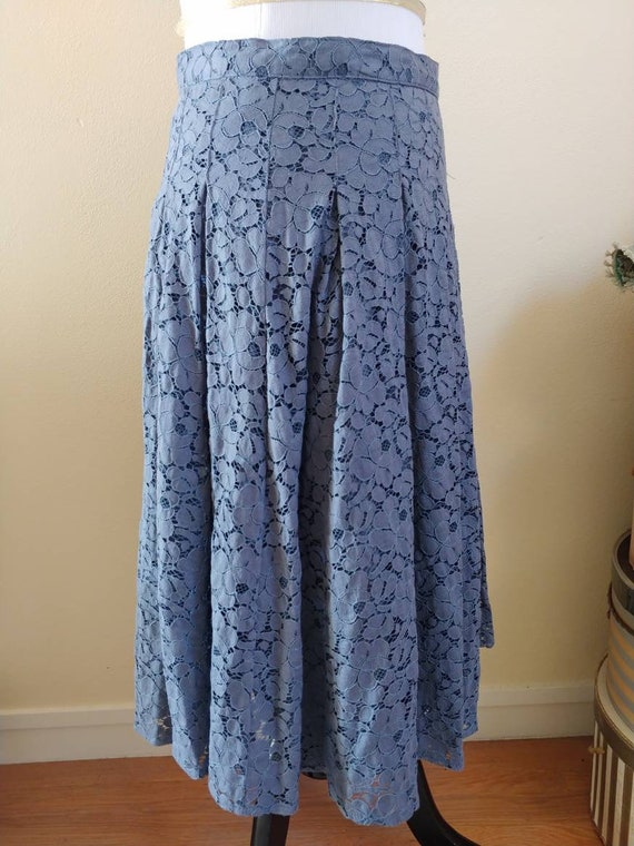 Vintage style lace skirt, 50s style, blue gray, p… - image 4