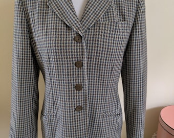 Chaqueta vintage Pendleton Knockabouts con estampado de pata de gallo, chaqueta de montar a caballo, busto de 99-101 cm