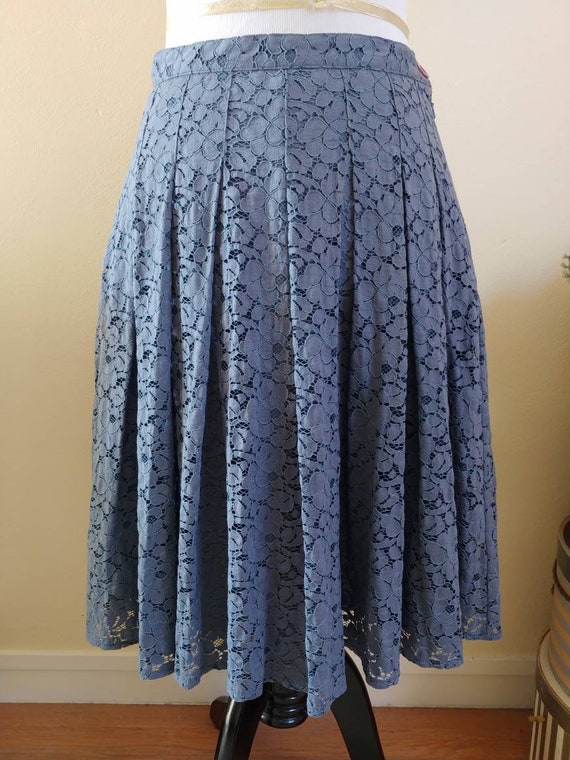 Vintage style lace skirt, 50s style, blue gray, p… - image 1