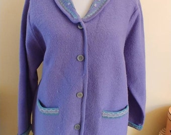Vintage Jantzen,  80s/90s does 1920s style cardigan, Jantzen classics, lilac and teal trim, M to L