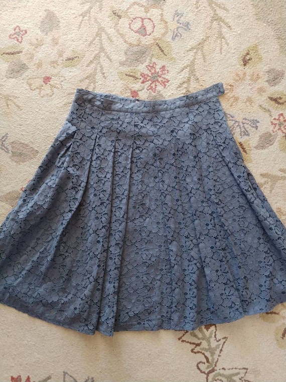 Vintage style lace skirt, 50s style, blue gray, p… - image 6