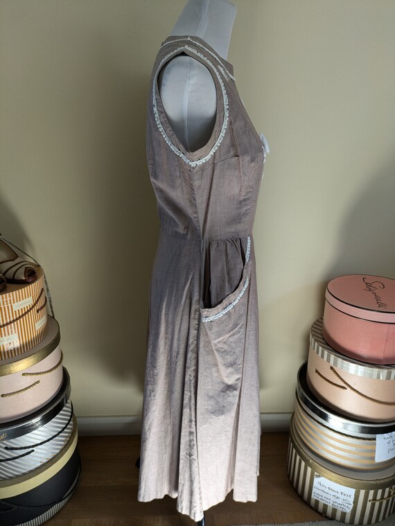 Vintage 1950s Cotton Summer Dress: Sleeveless Bei… - image 5