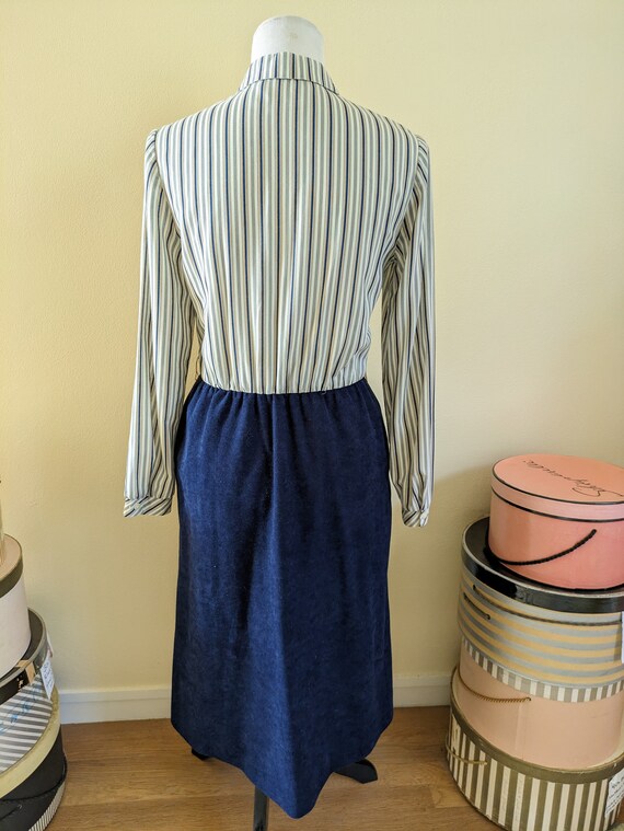 Vintage 1960s blue striped secretary dress, R&K, … - image 5