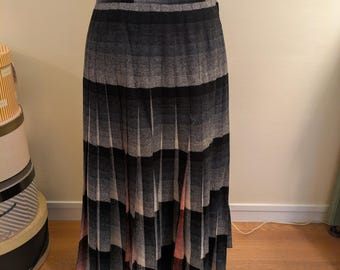 Falda Pendleton vintage de 1959, con pliegues, gris, negro, rosa/burdeos, cintura de 68 cm.
