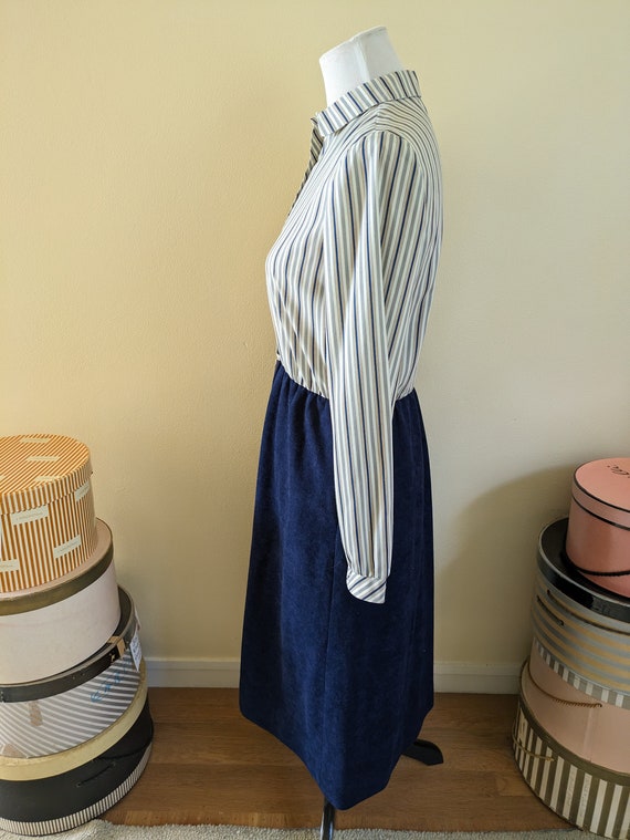 Vintage 1960s blue striped secretary dress, R&K, … - image 4