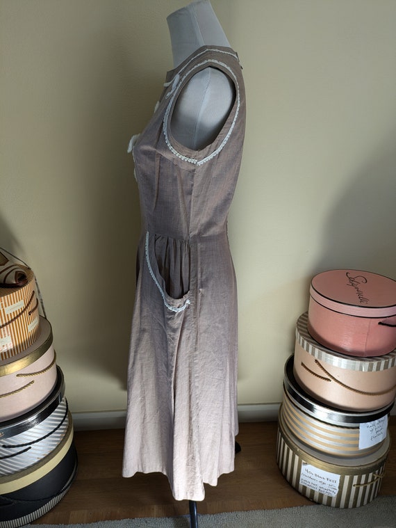 Vintage 1950s Cotton Summer Dress: Sleeveless Bei… - image 3