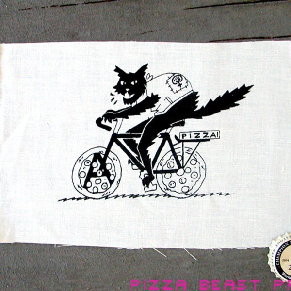 Pizza-Bike Anarchy Cat -Screenprinted patch