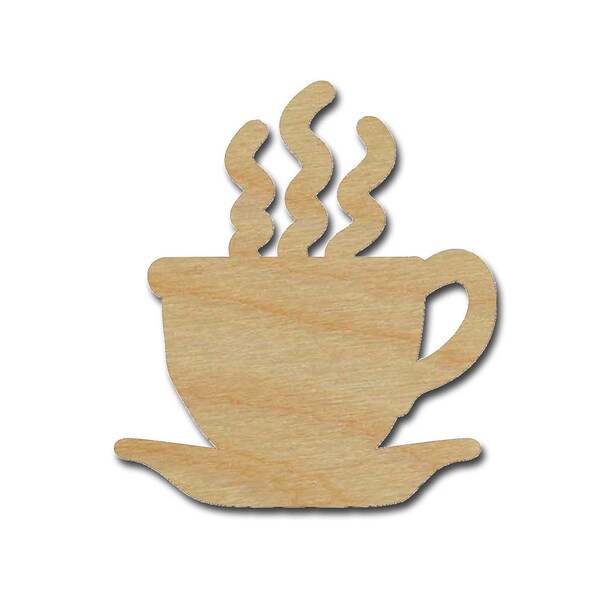 Coffee Cup Shape Unfinished Wood Cutouts Variety of Sizes