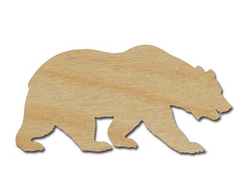 California Grizzly Bear Shape Unfinished Wood Animal Cutouts Variety of Sizes Artistic Craft Supply