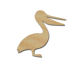 Pelican Bird Shape Unfinished Wood Craft Cutouts Variety of Sizes Artistic Craft Supply #001