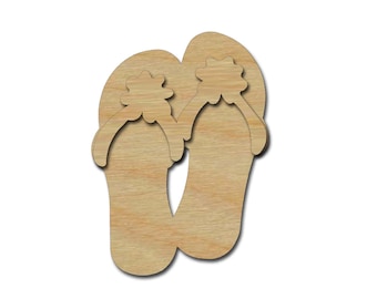 Flip Flop Shape Unfinished Wood Craft Cutouts Beach Theme Variety of Sizes Artistic Craft Supply